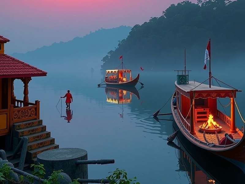 Divine Ganges Trek gameplay screenshot showing river journey